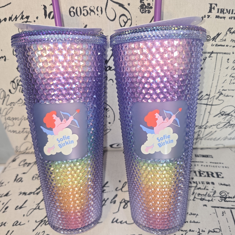 Starbucks Iridescent Purple and Rainbow Tumblers